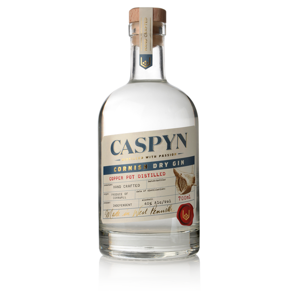 front of caspyn cornish gin bottle