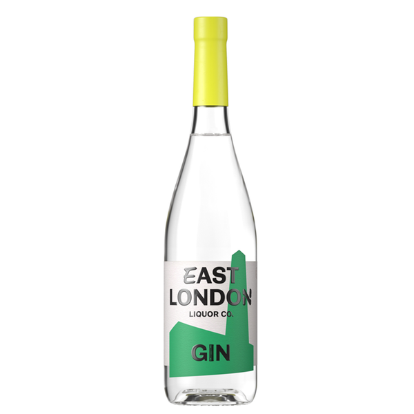 front of east london gin bottle