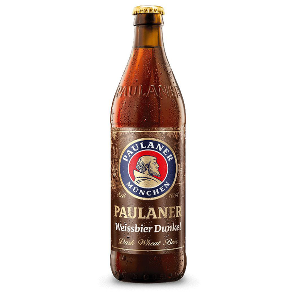 Front of Paulaner Dark Wheat Beer 500ml bottle