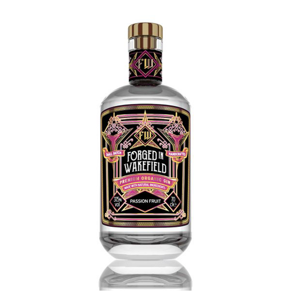 front of forged in wakefield passionfruit 70CL bottle