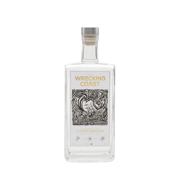 front of the wrecking coast clotted cream gin 70cl bottle