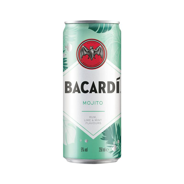 Front of Bacardi mojito can 250ml