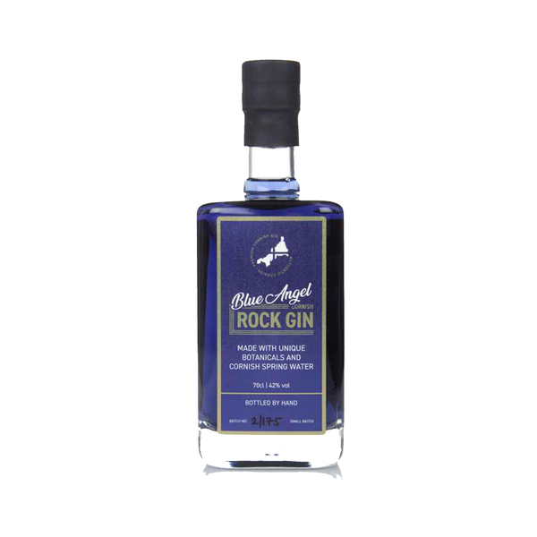 front of  Blue Angel Rock Gin 50cl bottle