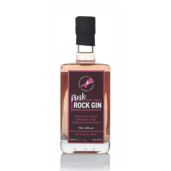 front of Cornish Rock Pink Gin 50cl bottle