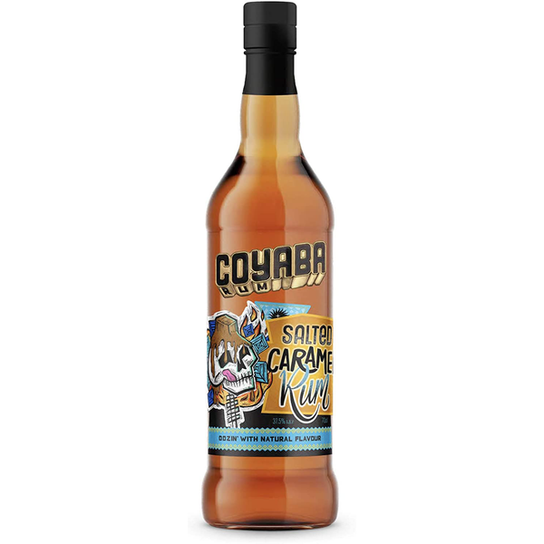 front of coyaba salted caramel rum bottle