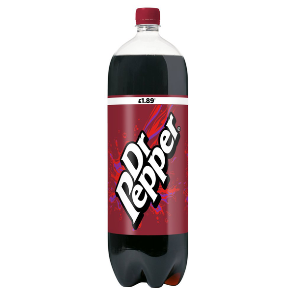front of Dr Pepper 2L bottle