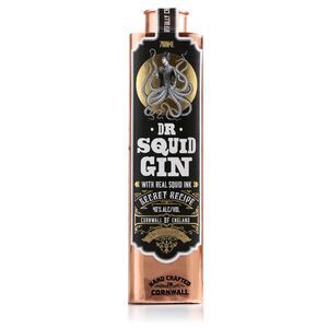 front of dr squid gin bottle