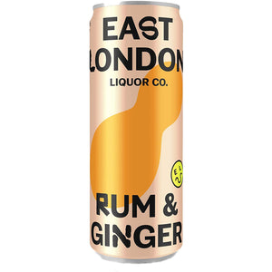 front of East London rum and ginger can