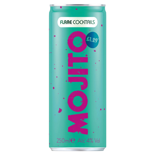 front of flare cocktail mojito can