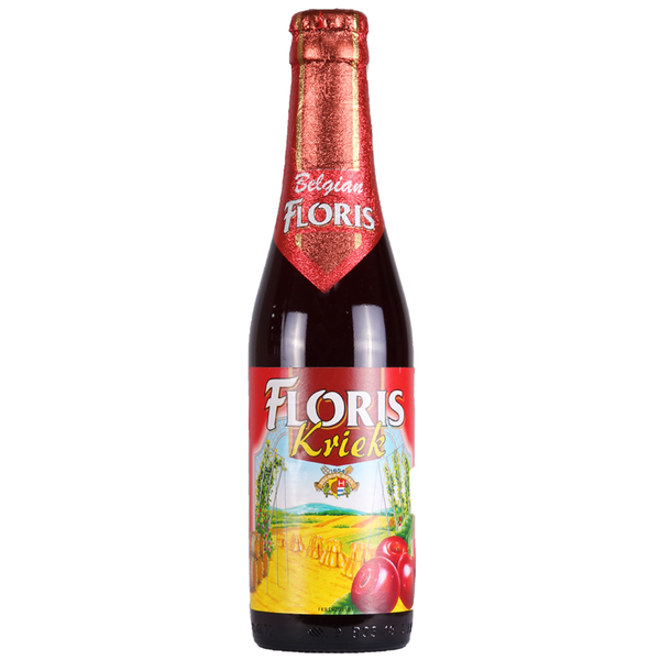 front of floris cherry beer bottle