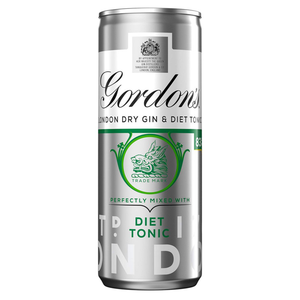 front of gordons gin and diet tonic 250ml can