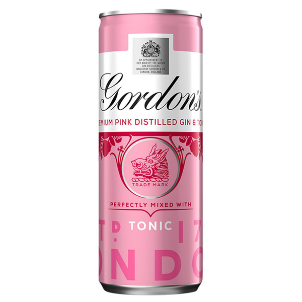 front of gordons pink gin and tonic 250ml can