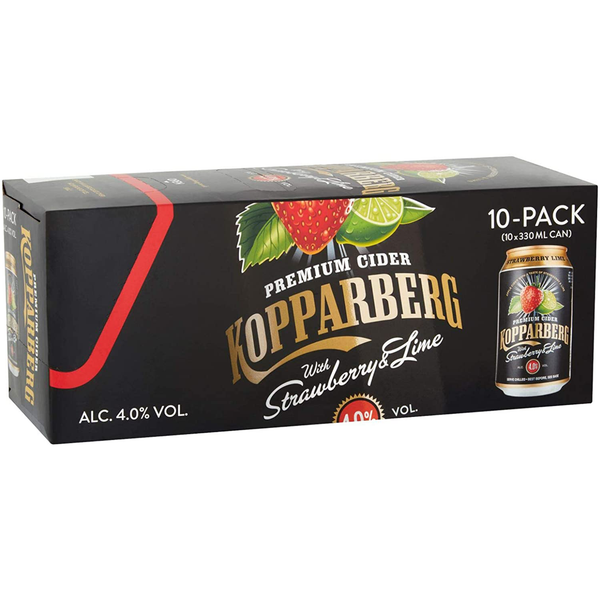 front of kopparberg strawberry and lime fridge pack 