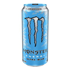 front of Monster Ultra Blue Zero Sugar 500ml Can