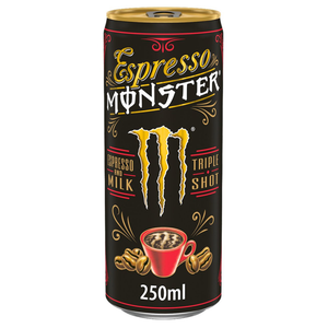 front of Monster Energy Espresso & Milk 250ml can