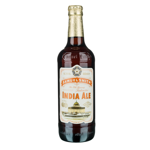 front of Samuel Smith India Ale 550ml bottle