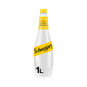 front of Schweppes Indian Tonic Water 1L bottle