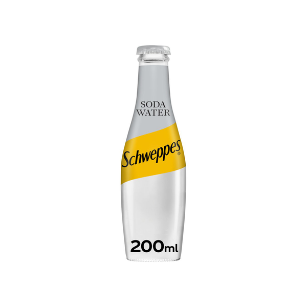 front of Schweppes Soda Water 200ml bottle