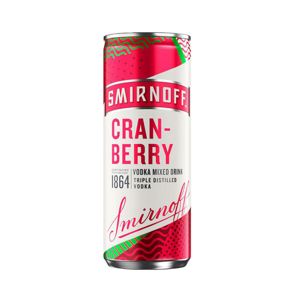 front of Smirnoff Cranberry Vodka 250ml can