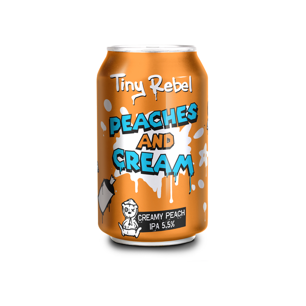 front of Tiny Rebel Peaches and Cream 330ml can