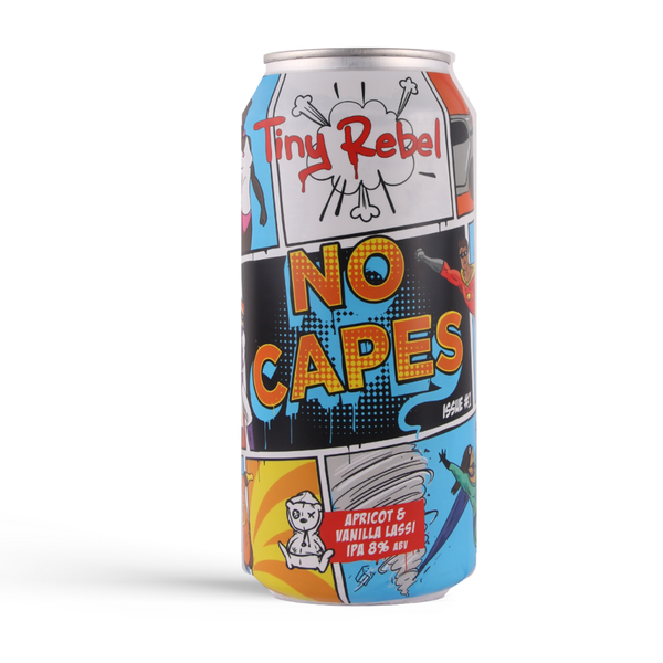 front of Tiny Rebel No Capes 440ml can