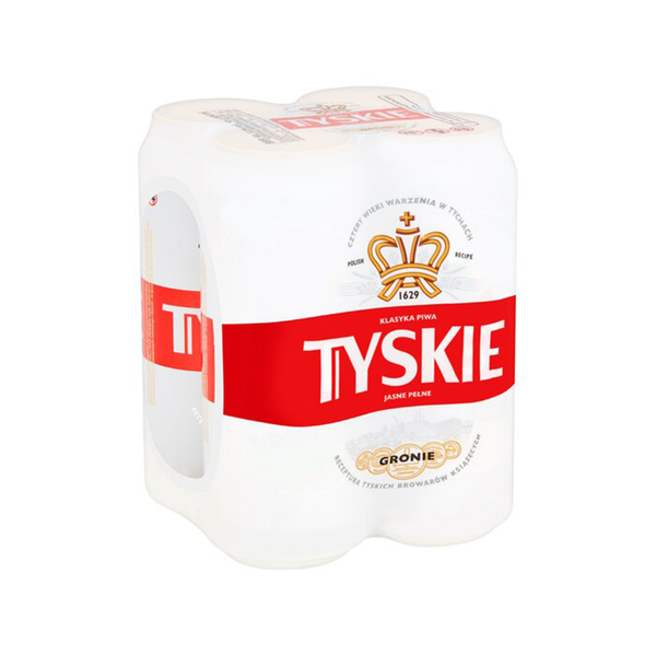 front of Tyskie 4x500ml cans