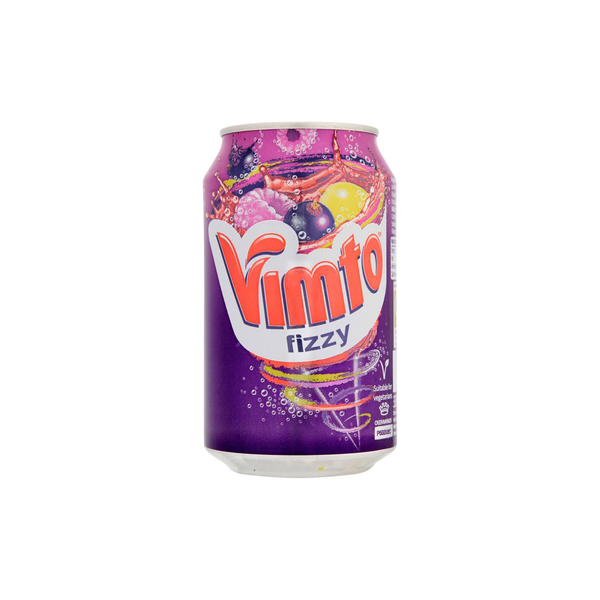 front of Vimto Fizzy 330ml can